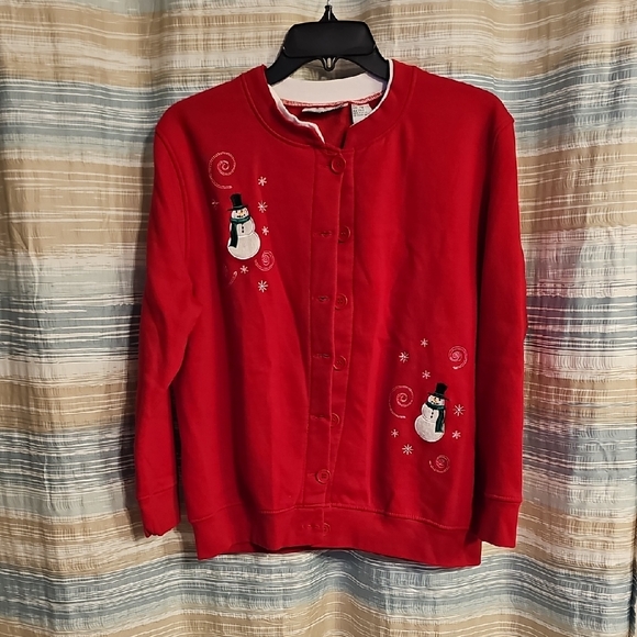 Speculation Sweaters - Speculation Red/White  Snowman Embroidered Women's Sweatshirt